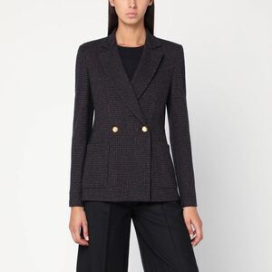 Harris Wharf London Women's Brown And Blue Check Double-Breasted Wool Jacket